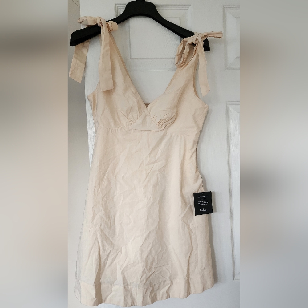 Lulus Gabriella Cream Tie-strap Mini Dress